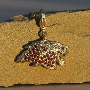 24kt Gold plate Swarovski Red Lion Pendant Charm